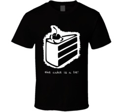 Portal The Cake Is A Lie Orange Box Video Game T Shirt