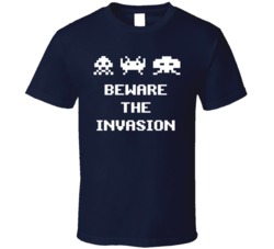 Space Invaders Beware T Shirt