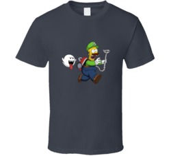 Homer Luigi Mario Bros Ghost Busters T Shirt