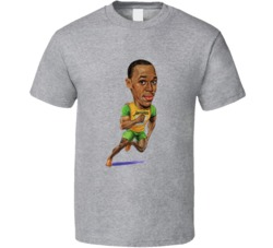 Usain Bolt Jamaican Sprinter Caricature T Shirt