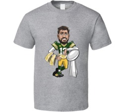 Aaron Rodgers Green Bay Three Time Mvp Caricature T Shirt