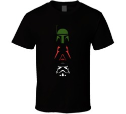 Boba Fett Darth Vader Strom Trooper Big Face Shilouette T Shirt