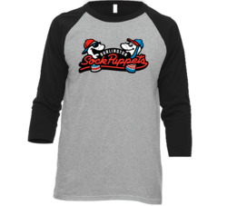 Burlington Sock Puppets Baseball Team Sports Fan Raglan T Shirt