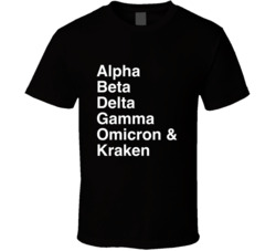 Covid 19 Alpha Beta Delta Gamma Omicron & Kraken Variants T Shirt