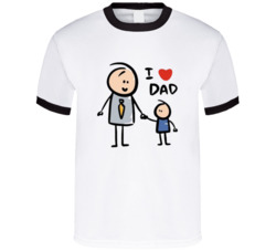 I Heart Love Dad Fathers Day Stickman T Shirt