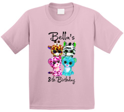 Bella's 8th Birthday Beanie Boos Kids T Shirt
