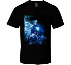 Captain America Lightning Holding Thors Hammer Mjolnir T Shirt