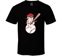 Baseball Snowman Holding A Bat T Shirt