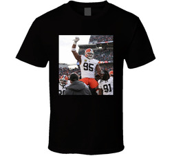 Myles Garrett Celebrating Sack Record On Teammates Shoulders T Shirt