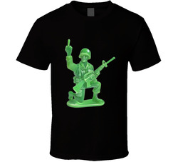 Little Green Army Man Giving The Finger T Shirt