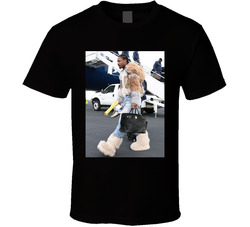 Stefon Diggs Getting Off The Plane Fur Coat And Boots T Shirt
