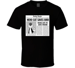 Hero Cat Sylvester Saves Tweety Newspaper T Shirt