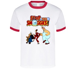 Stop The Smoggies Suntots Cartoon T Shirt Red Ringer
