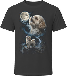 Shihpoo Doodle Dog Howling at Moon T Shirt