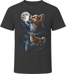 Corgipoo Doodle Dog Howling at Moon T Shirt