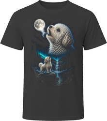Poochon Doodle Dog Howling at Moon T Shirt