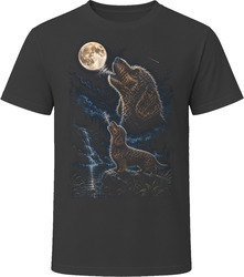 Doxiepoo Doodle Dog Howling at Moon T Shirt