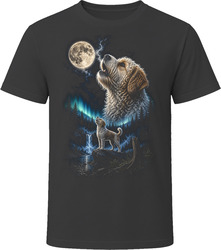 Jackapoo Doodle Dog Howling at Moon T Shirt