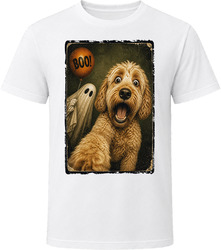 Scared Labradoodle Halloween Ghost Spooky Season Doodle Tee T Shirt