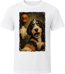 Scared Bernedoodle Halloween Ghost Cute Trick or Treat Gift T Shirt