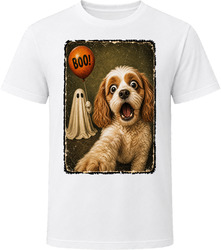 Scared Cavapoo Halloween Ghost Funny Dog Selfie Photo Tee T Shirt