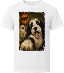Scared Sheepadoodle Halloween Ghost Spooky Season Doodle Tee T Shirt