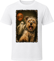 Scared Yorkipoo Halloween Ghost Vintage Doodle Mom Dad Gift T Shirt
