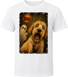 Scared Whoodle Halloween Ghost Spooky Season Doodle Tee T Shirt
