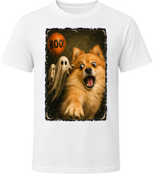 Scared Pomapoo Halloween Ghost Vintage Doodle Mom Dad Gift T Shirt