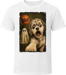 Scared Peekapoo Halloween Ghost Funny Dog Selfie Photo Tee T Shirt