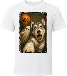 Scared Huskydoodle Halloween Ghost Spooky Season Doodle Tee T Shirt
