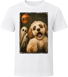 Scared Cavapoochon Halloween Ghost Funny Dog Lover Gift T Shirt