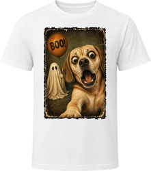 Scared Poogle Halloween Ghost Vintage Doodle Mom Dad Gift T Shirt