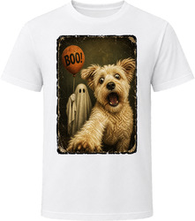 Scared Westiepoo Halloween Ghost Funny Dog Selfie Photo Tee T Shirt
