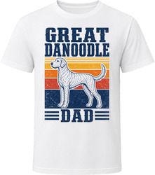 Great Danoodle Dad Retro Sunset T Shirt