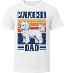 Cavapoochon Dad Retro Sunset T Shirt