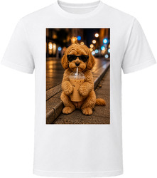 Mini Goldendoodle Iced Coffee Photo T Shirt Mini Goldendoodle Iced Coffee Photo T Shirt