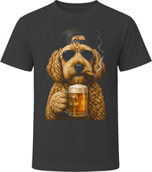Labradoodle Dog With Beer and Cigar Cool Dog Dad Gift T Shirt
