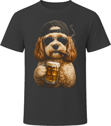 Cavapoo Dog With Beer and Cigar Cool Dog Lover Gift T Shirt