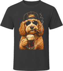 Cockapoo Dog With Beer and Cigar Funny Doodle Dad Gift T Shirt