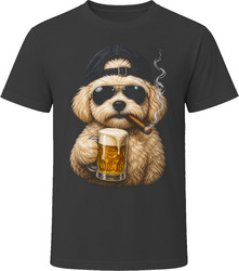 Maltipoo Dog With Beer and Cigar Funny Doodle Lover Gift T Shirt