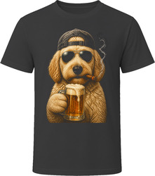 Pyredoodle Dog With Beer and Cigar Funny Doodle Lover Gift T Shirt