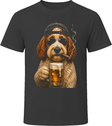 Saint Berdoodle Dog With Beer and Cigar Cool Dog Dad Gift T Shirt