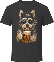 Huskydoodle Dog With Beer and Cigar Cool Dog Dad Gift T Shirt