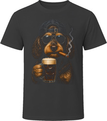 Doxiepoo Dog With Beer and Cigar Doodle Dad Beer Lover Gift T Shirt
