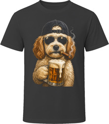 Havapoo Dog With Beer and Cigar Funny Doodle Lover Gift T Shirt