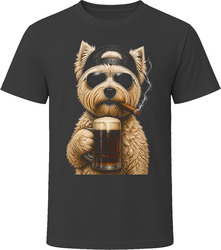 Westiepoo Dog With Beer and Cigar Cool Dog Lover Gift T Shirt
