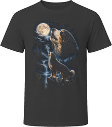 Bernedoodle Dog Howling at the Moon T Shirt