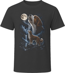 Saint Berdoodle Dog Howling at the Moon T Shirt