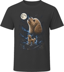 Cavapoochon Doodle Dog Howling at the Moon T Shirt
